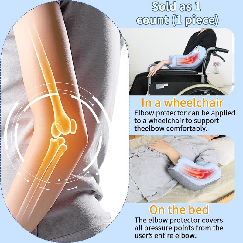 EHUCONELDEX Elbow Protector for Relief Pressure Sores,Elbow Pad Cushion with Soft Fibre for Bedridden Patient or Elderly,Comfortable & Breathable (Blue, Large)