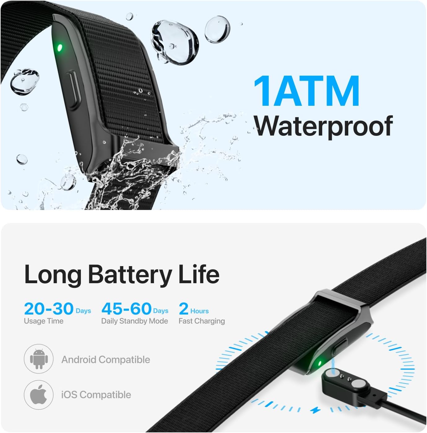 Smart Health Wristband - Wearable Fitness Tracker with 120+ Sports Modes & Heart Rate Monitoring | 2 Pack