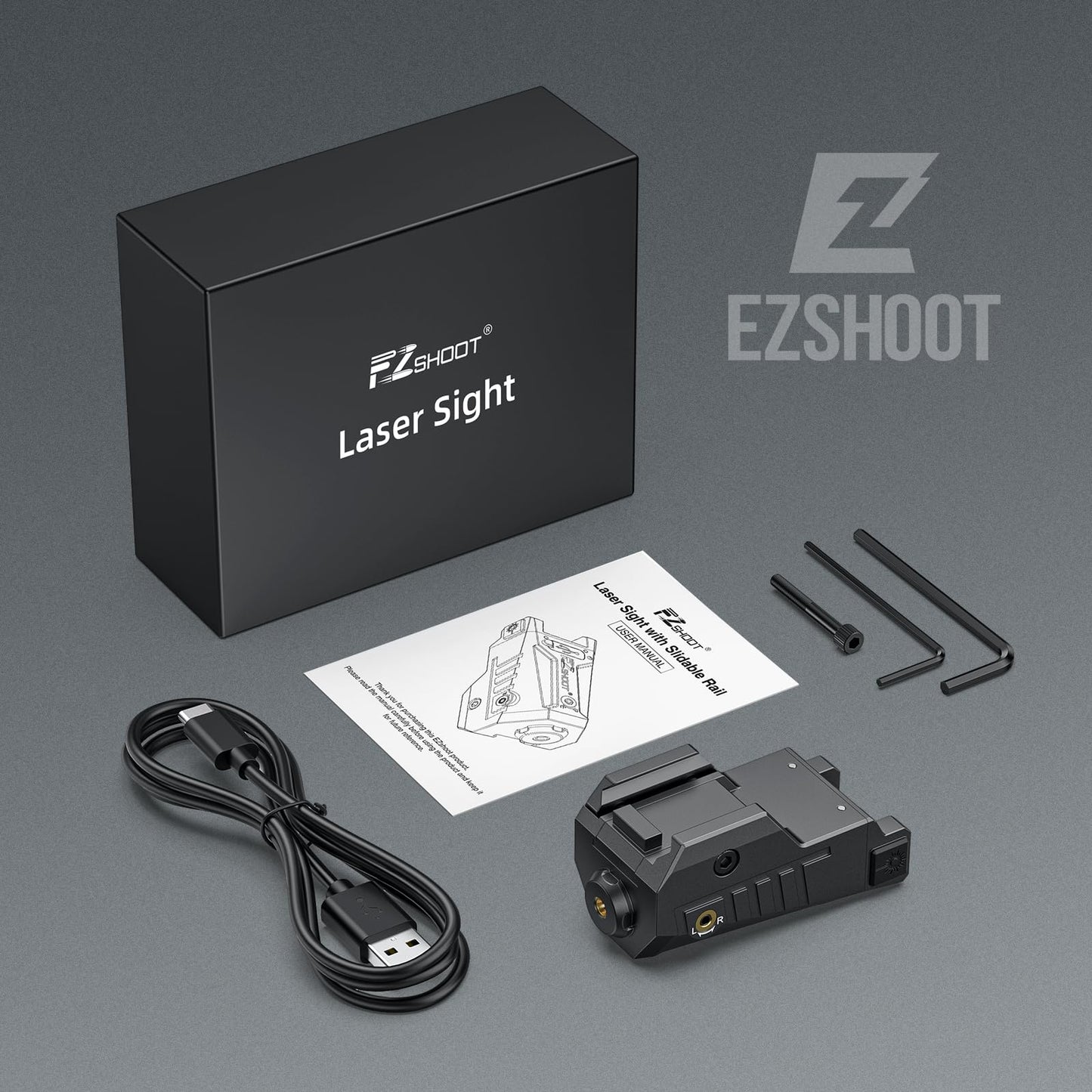 EZshoot Compact Pistol Laser Sight, Red Laser Gun Sight with Adjustable Slide Rail, Rechargeable Low Profile Laser for Pistol Compatible with 21MM Picatinny Rail