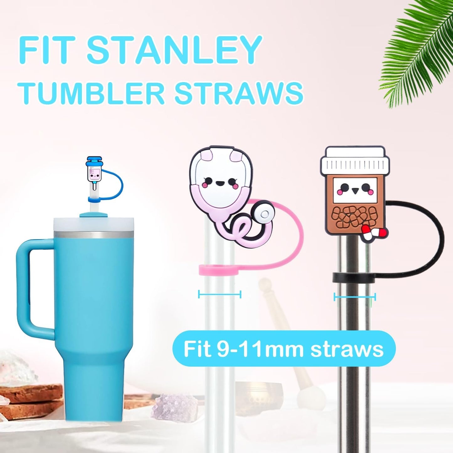 Skiennix Nurse Straw Toppers - Reusable Silicone Covers for Stanley Cup 30 & 40 Oz | Cute Gift Idea