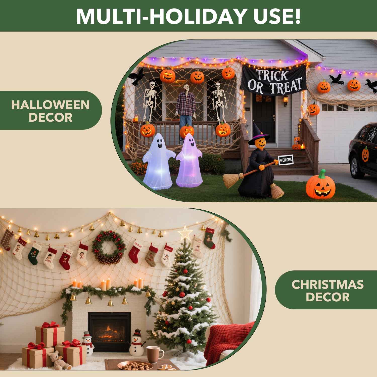 Jute Hemp Rope Net - 3.3x6.6FT, Balcony and Stair Barrier, Playground Safety Nets, Outdoor Climbing Nets, Perfect for Indoor/Outdoor Wall, Garden, or Hammock Decor Net