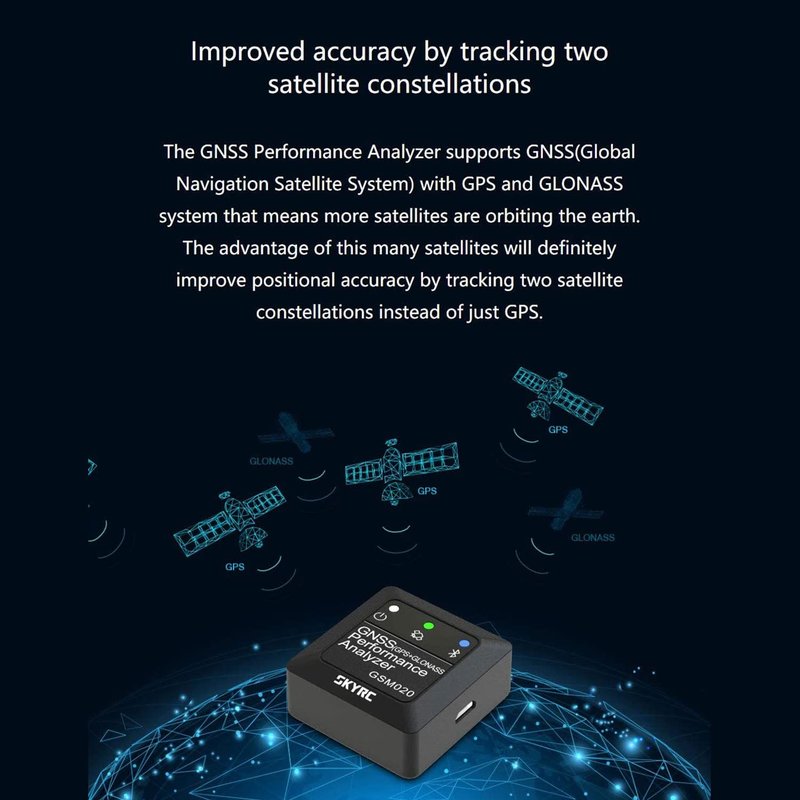 SKYRC GNSS Performance Analyzer RC GPS+GLONASS Speedometer, Bluetooth Enabled Race Data Logger and Speed Tracker for RC Cars and Planes. GSM020 SK-500023