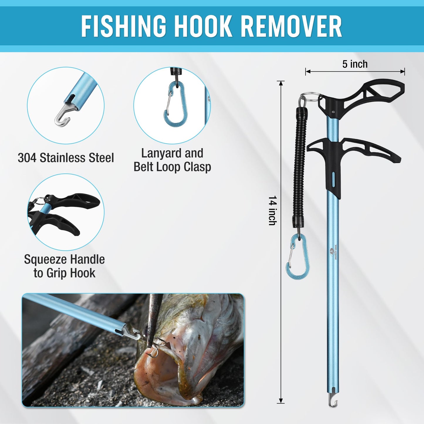 Mossy Oak 6Pcs Fishing Tools Kit- Fishing Plier, Fish Fillet Knife, Fish Lip Gripper, Hook Remover, Digital Fish Scale, Line Snip, Fly Fishing Retractor, with Sheath Lanyard, Fishing Gifts for Men