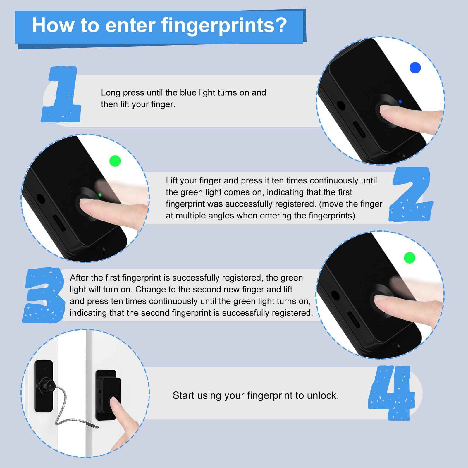 Larimuer Fingerprint Fridge Lock - Child & Pet Proof Security for Drawers, Cabinets, Ovens, Toilet | Smart Biometric& USB Key | Easy Install | Quick Unlock (Black, 1 Pcs)