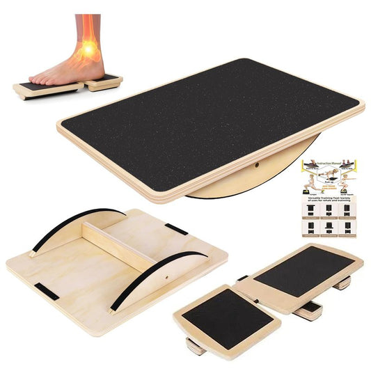 QONESSMAO Rocker Board for Physical Therapy | Professional Adult Balance Board | Anti-Slip Wood Standing Desk Balance Board for Core Strength, BAPS & Slack Board Alternative (Suitable for Men & Women)