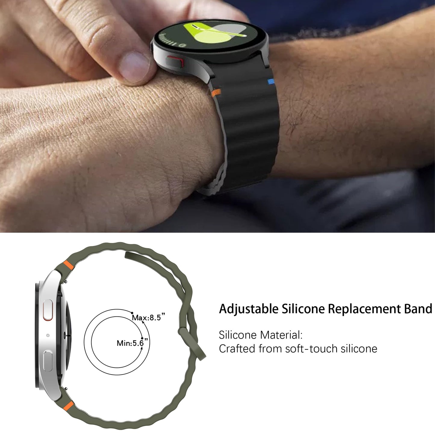 Lamshaw Compatible for Shock Clock 3 Bands, New Silicone Woven Line Adjustable Replacement Strap Compatible for Pavlok Shock Clock 3 (Black)