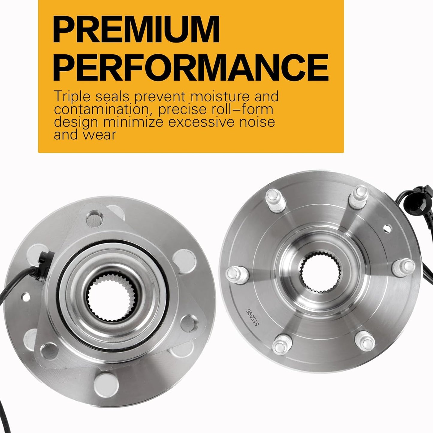 WEIZE 4WD Front Wheel Bearing & Hub Assembly - Fits Chevy GMC Silverado, Tahoe, Cadillac Escalade, 2pc