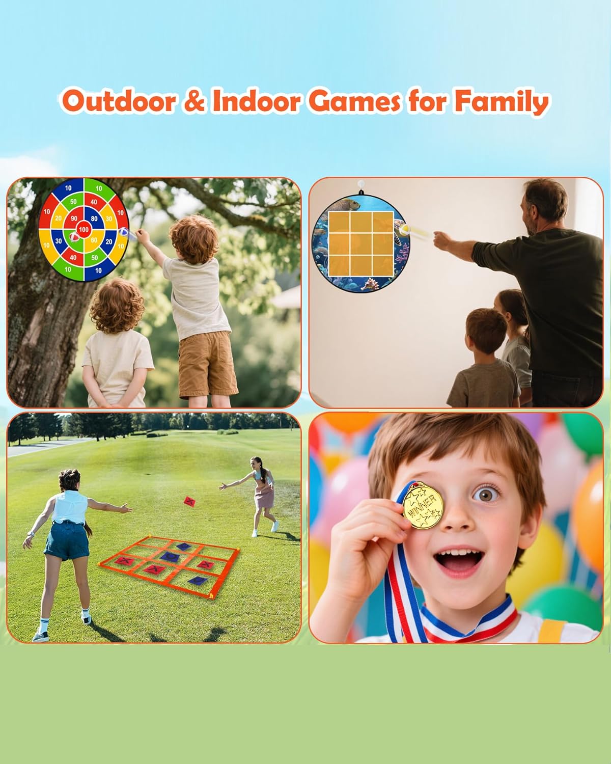 Skiennix 2-in-1 Outdoor Giant Tic Tac Toe & Bean Bag Toss Game | Fun for Kids & Adults, Perfect for Yard Parties