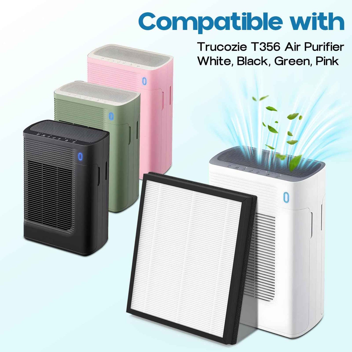 GoKBNY 2-Pack T356 Replacement Filter Compatible with Trucozie T356 Purifier, High Efficiency Filtration Systems