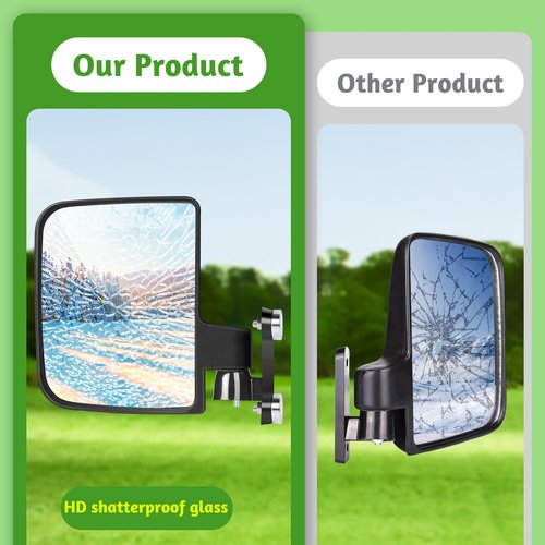 Omgro No Drilling Golf Cart Side Mirrors for EZGO Club Car Yamaha, Strong Magnetic HD Shatterproof Side View Golf Cart Mirrors, 2 Pack