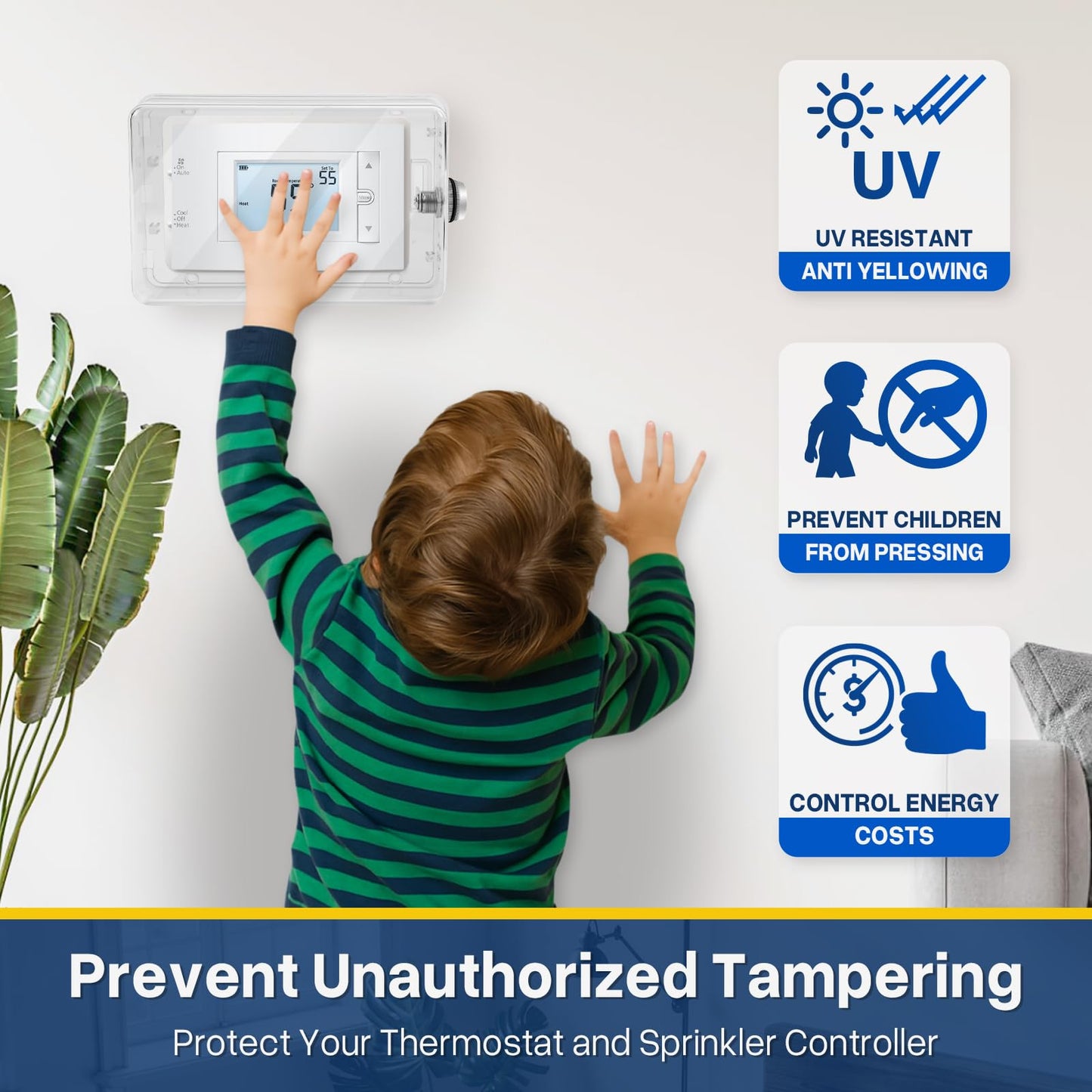 Pihode Thermostat Lock Box with Combination Lock, Universal Keyless Large Space Thermostat Cover, Fits 8.7" × 5.5" or Smaller Thermostats & Sprinkler Controllers, Sprinkler Controller Guard