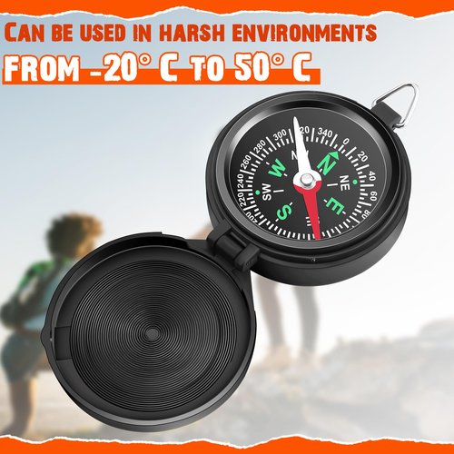 JaGely 24 Pcs Compass Bulk Gift Small Mini Pocket Compass with Hanging Rope for Military Camping Survival Outdoor Hiking Hunting Climbing(Black)