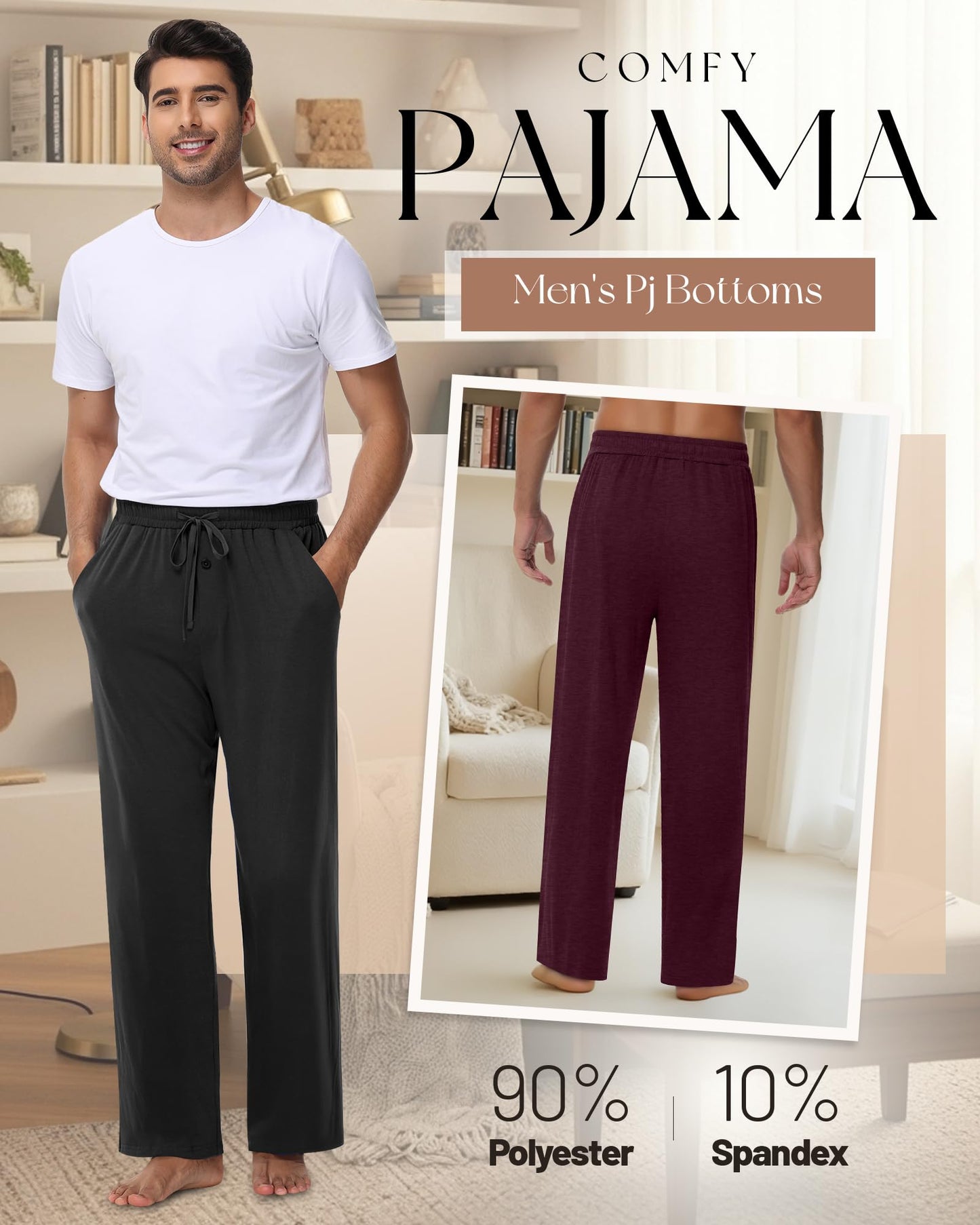 Neer 3 Pack Baggy Sweatpants for Men Knit Lightweight Lounge Pants Straight Leg Pajama Pant with Pocket(M,Black, Dark Grey, Navy Blue)