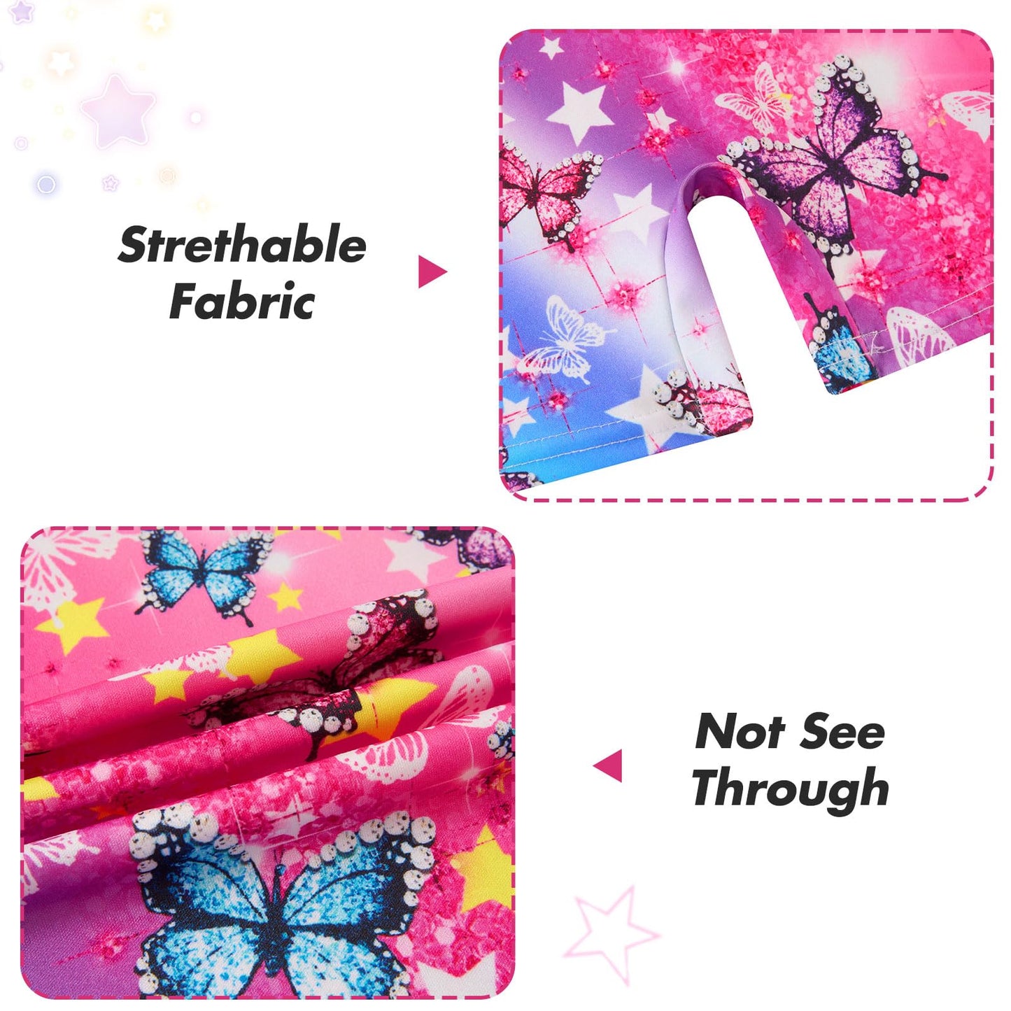 Taubow 2 Packs Gymnastics Leotards for Girls 4t 5t Rainbow Butterfly Tumbling Outfit Biketard with Shorts Gymnastics Outfit