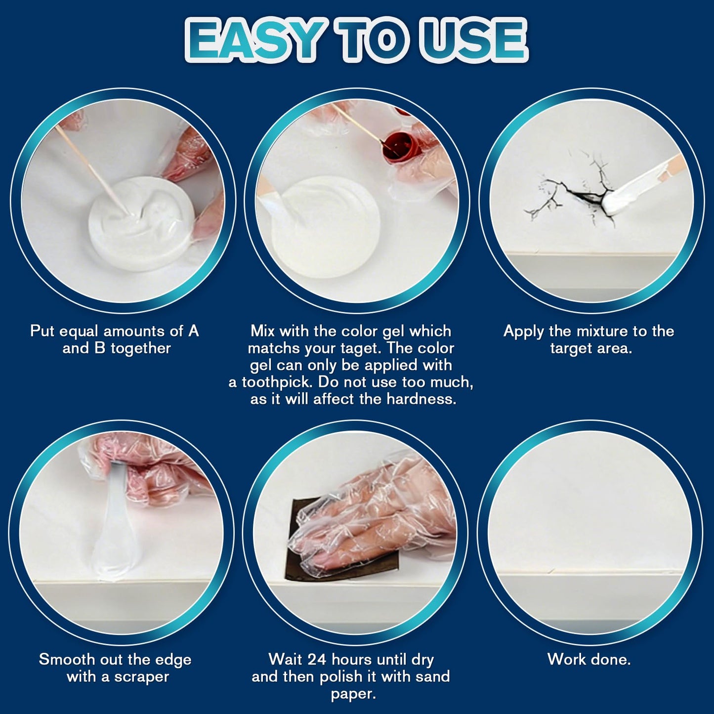 Fiberglass-Boat-Repair-Kit, Gel-Coat-Repair-Kit, Marine -Fiberglass-Repair-Kit for Boats, Epoxy Filler for Boats, Fiberglass Repair Kit Fix Holes, Chips, Scratches, Deep Cracks-Color Match