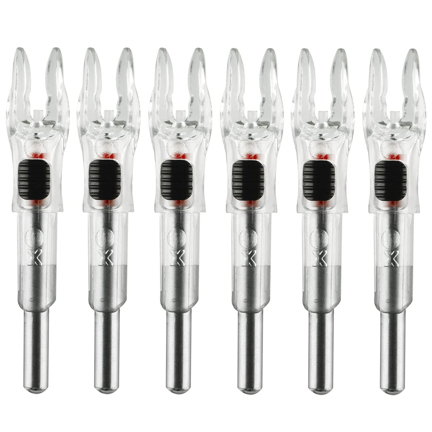 KEAUP 6PCS X Lighted Nocks for Arrows with .204 .233 .244 .246 Inside Diameter with H, S, GT Bushings High-Visibility LED Arrow Nocks, ON/Off Switch Included