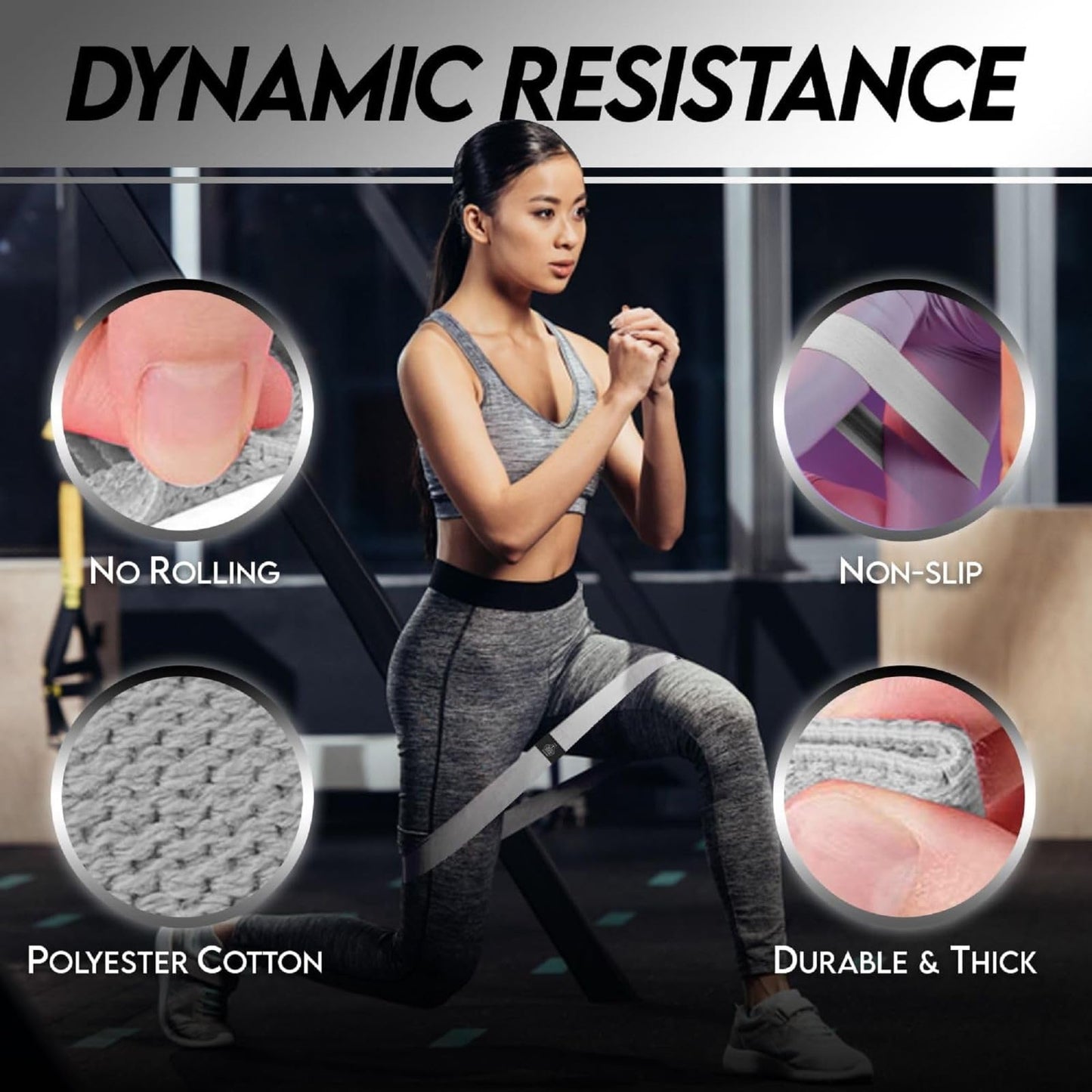 Bear Grips Resistance Bands for Working Out - Home Gym Equipment Exercise Bands - Glutes Workout Equipment Elastic Bands for Exercise Yoga Blocks, Pilates, Hip, Legs, Thigh - 3 Pack