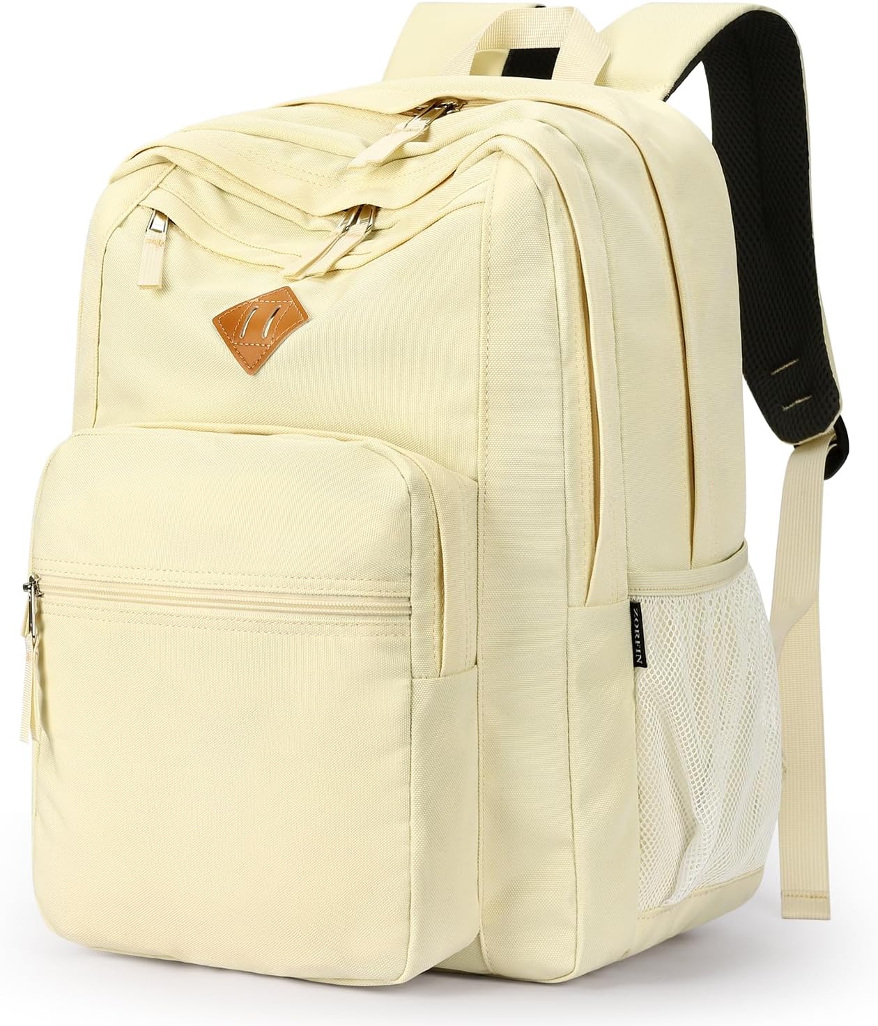 ZORFIN 26L Water-Resistant Backpack for College and Travel - Stylish Beige Bookbag