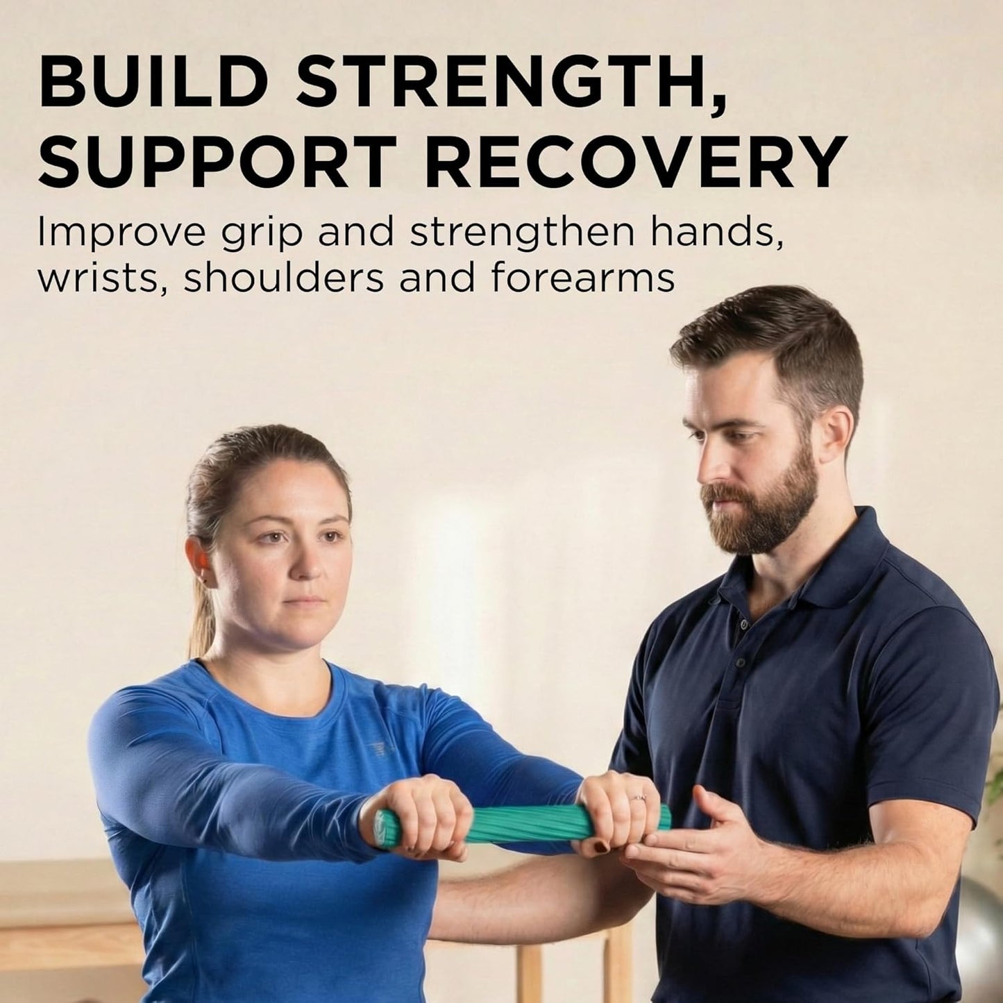 TheraBand FlexBar Resistance Bar - Medium Green Flex Therapy Tool for Wrist & Forearm Exercises