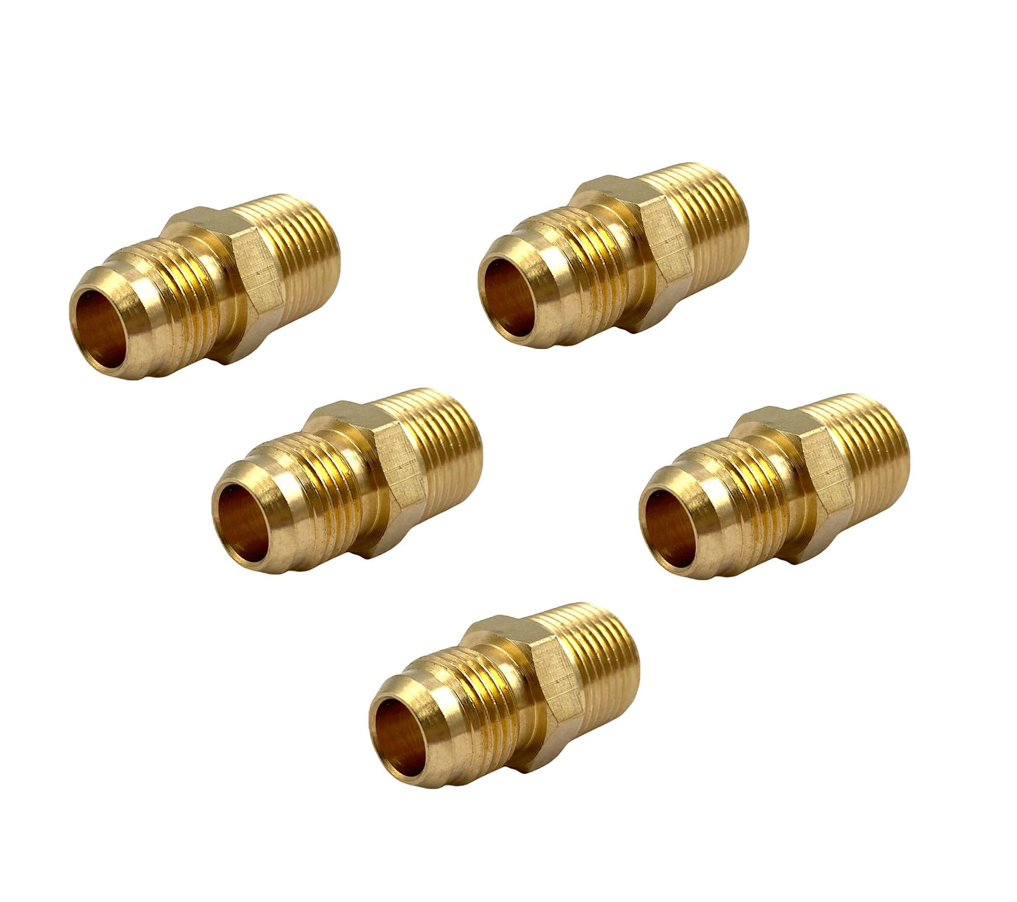 5Pcs 3/8" NPT x 3/8 Flare Tube Fittings,3/8 Flare to 3/8 Inch Male NPT Brass Pipe Fittings