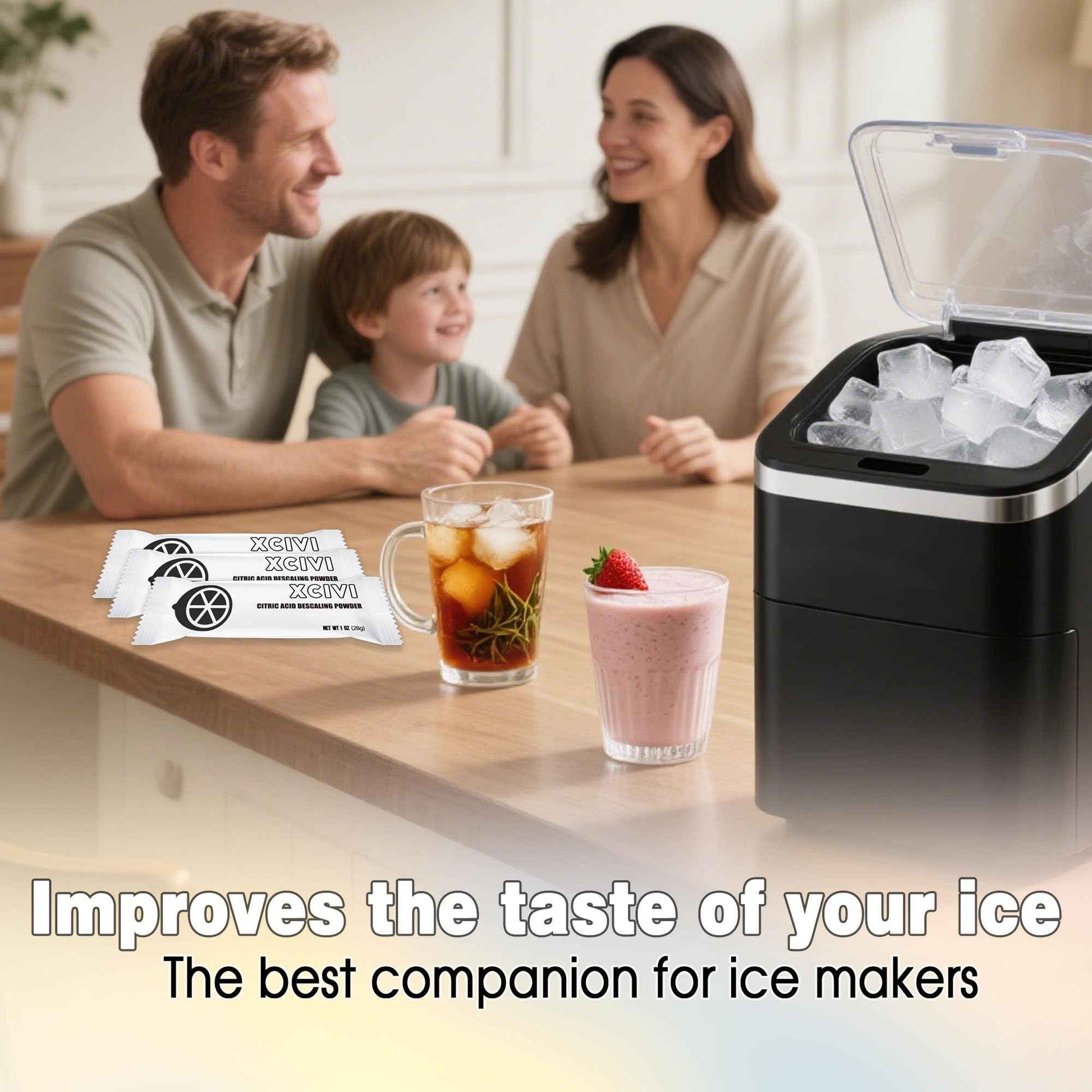 xcivi Household Ice Maker Descaling Powder Compatible with GE Profile Opal Ice Maker, Ice Machine Cleaner Maker Descaler, Helps Remove Hard Water and Mineral Buildup, Individually Packed (12)