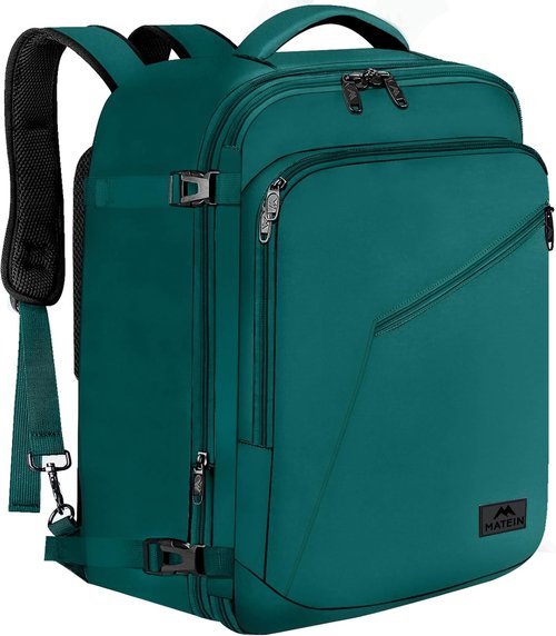 MATEIN Travel Backpack - Large Water-Resistant Carry-On | Expandable Lightweight Daypack in Peacock Blue