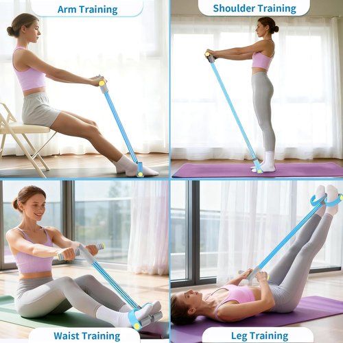 **Skiennix Pedal Resistance Bands - Durable 6-Tube Fitness Bands for Abdomen, Arms & Legs**