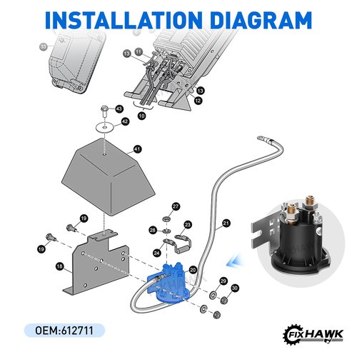 FIXHAWK 48 Volt Solenoid for EZGO TXT Electric 2010-up and All 48V MPT 800/1000 Vehicles Golf Cart 612711