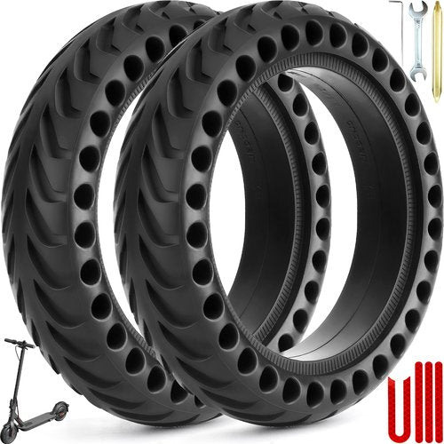 8.5x2 Inch Solid Tire for Electric Scooter, 50/75-6.1 Replacement Rubber Tire Compatible with Gotrax GXL V2/XR/APEX, Xiaomi M365/Pro/1S, 8.5x2 Scooter Tire (Black 2pcs)