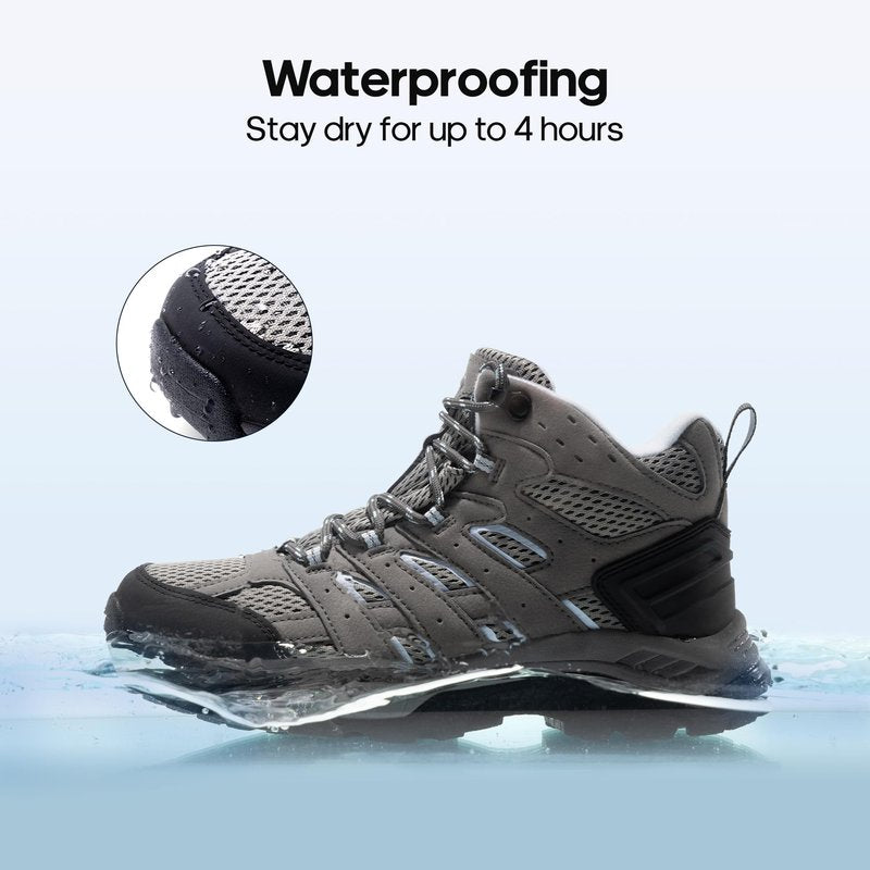NORTIV 8 Women's Waterproof Hiking Boots Outdoor Trekking Mid Backpacking Mountaineering lightweight boots,Size 8,Dark Grey-Suede,SNHB2212W