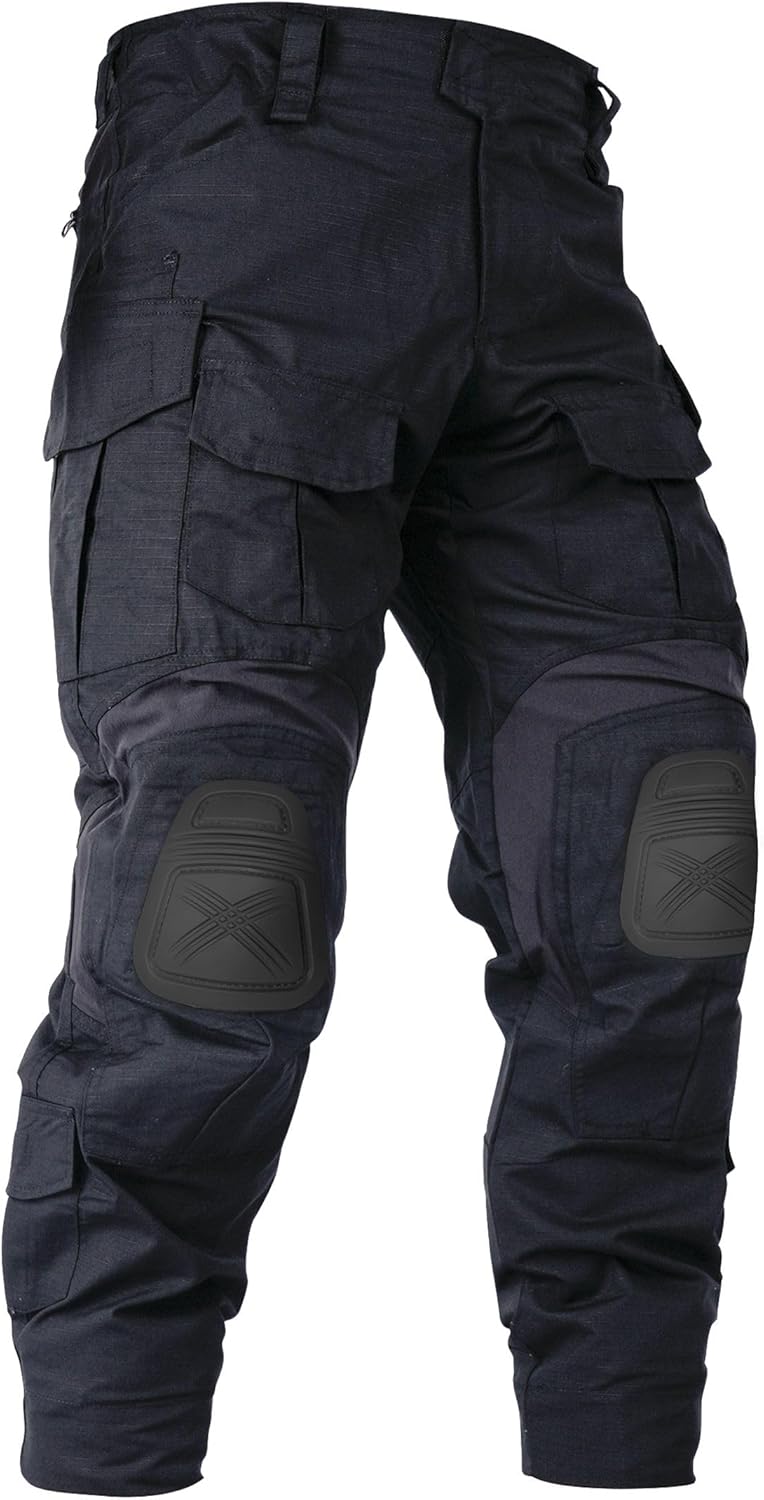 Skiennix Men's Tactical Pants - Waterproof Camo Cargo Pants with Knee Pads & 10 Pockets