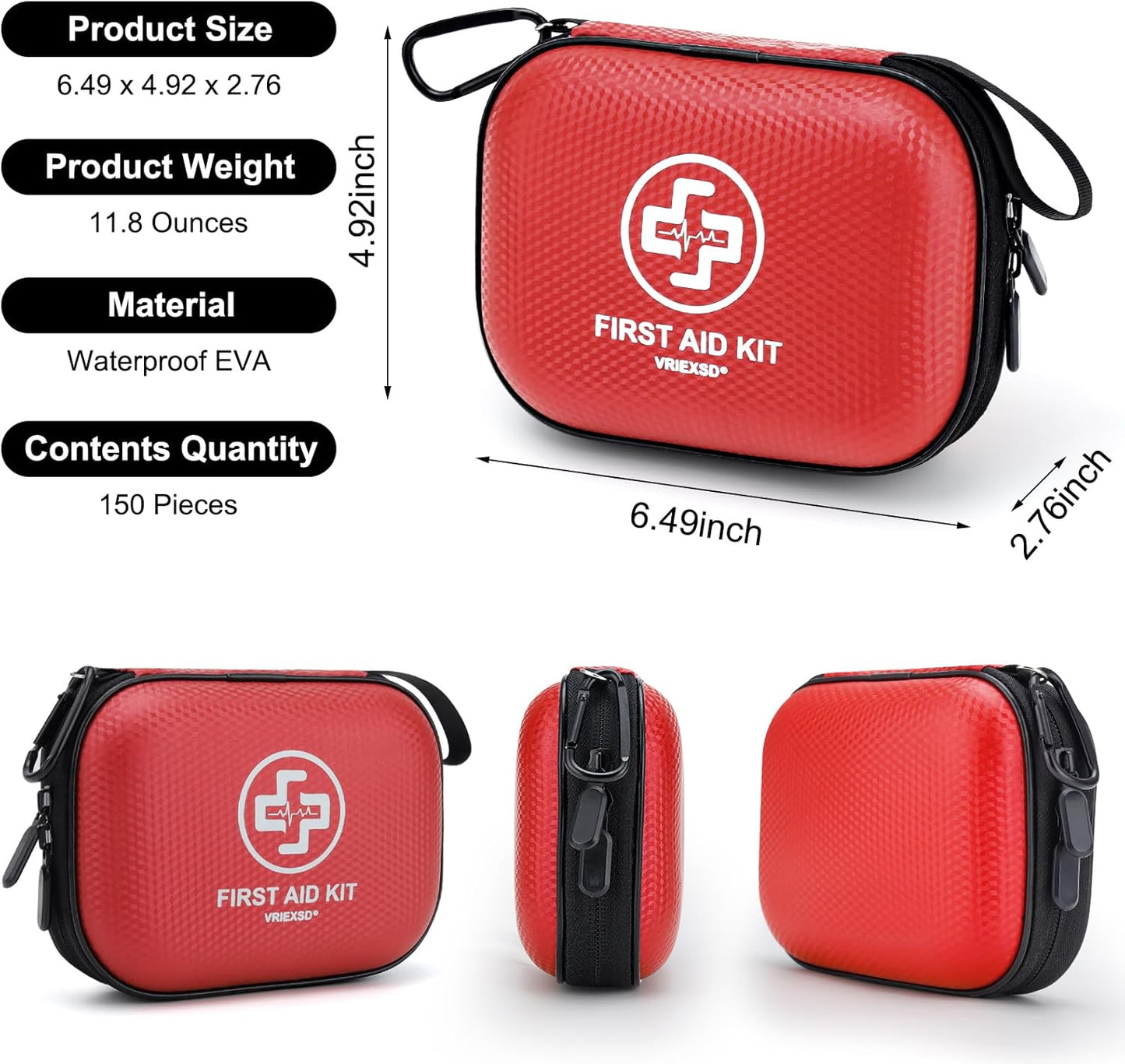 Skiennix Mini First Aid Kit - 150-Piece Waterproof Medical Kit for Home, Travel & Outdoor Emergencies | Red
