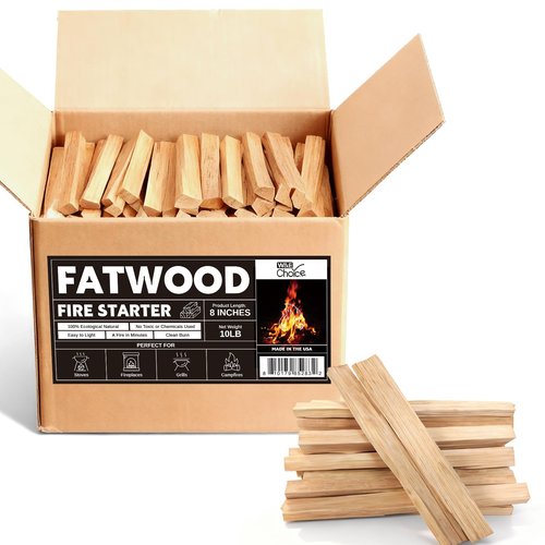 W&E Choice 10LB Fatwood Fire Starter Sticks, 130-180Pcs 100% Natural Dried Pine Kindling Wood, Easy Ignition for Campfires, Firepit, Fireplaces, BBQ, Stoves