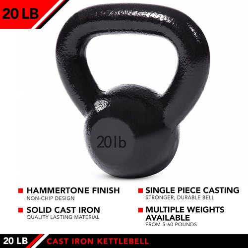 JFIT Kettlebell Weights - Durable Cast Iron Design for Strength Training | 10 lb, 15 lb, 20 lb Options