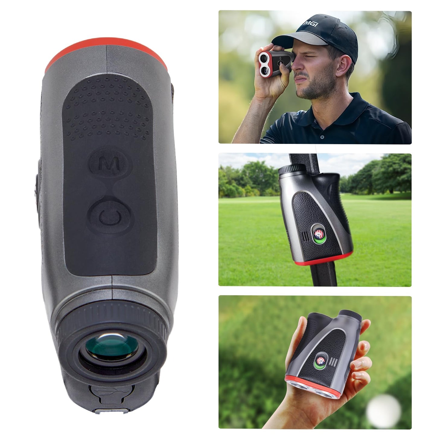 PONADA Golf Rangefinder with Slope, 1200 Yards Range Finder with 7X Magnification & Voice Broadcast, Flag Pole Locking Vibration, Magnetic Mount, Elegant Lychee Grain Microfiber Leather Decor