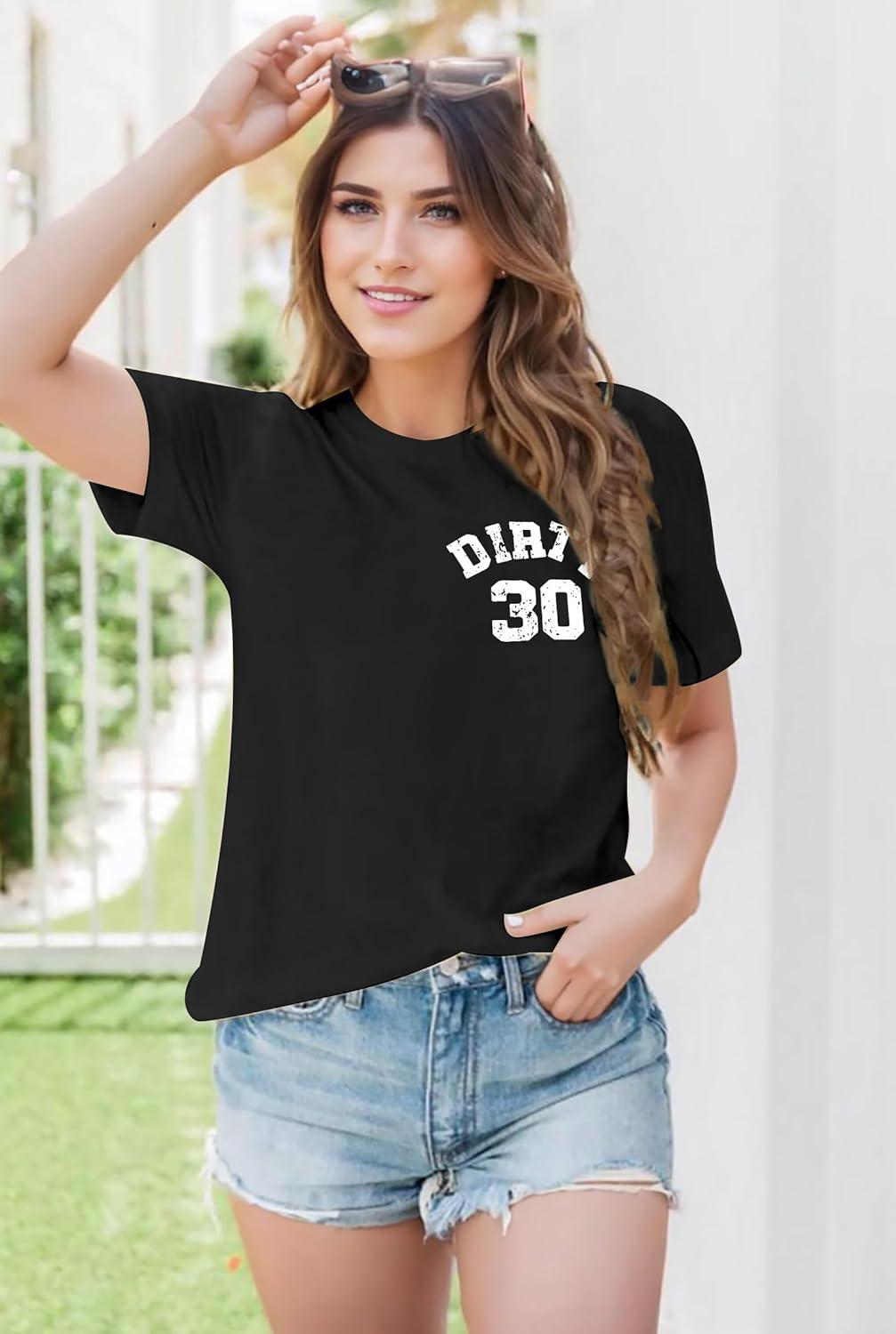 Skiennix Funny 30th Birthday T-Shirt for Women - Dirty 30 Letter Print Tee | Perfect Party Top