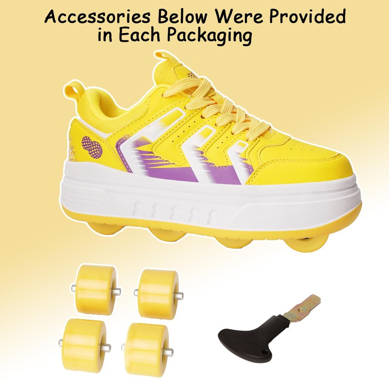 Shock-Absorbing Roller Skates Shoes for Girls - Adult Rollerblades Indoor/Outdoor Skating with Comfort Fit for Birthday Party Gift Yellow