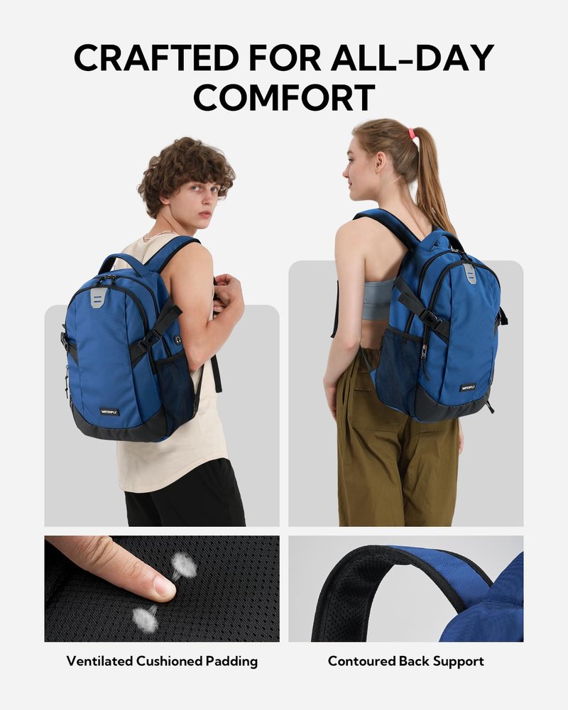 WATERFLY Small Casual Travel Backpack: 20L for Men Women Work Commuter Everyday EDC Daypack Hiking Gym Sport Workout Blue
