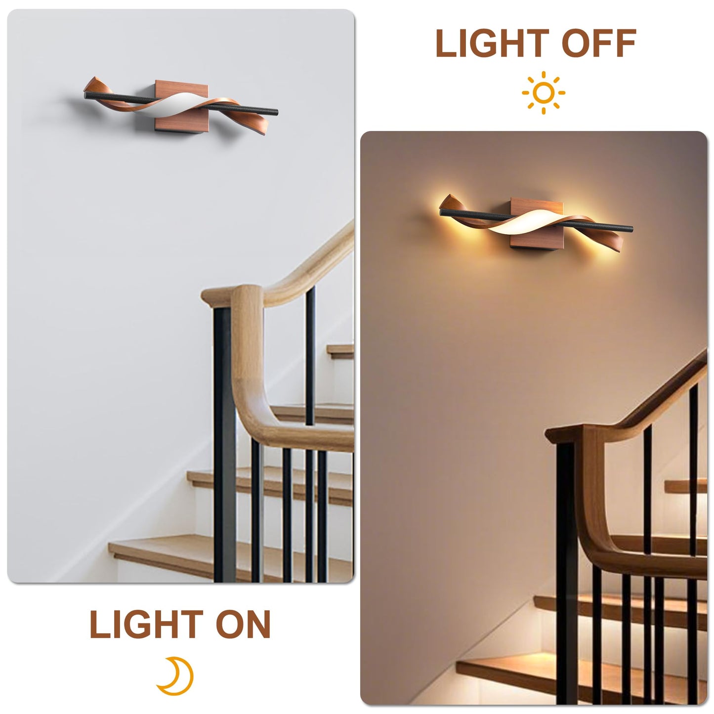 Lawyettle Farmhouse LED Wall Sconce, 3000K Dimmable LED Bathroom Light Fixture, 17.9" Vanity Light Over Mirror, Wood Indoor Wall Lamp for Bedroom, Living Room