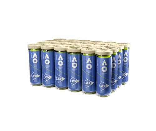 Dunlop Sports Australian Open AO Extra Duty Tennis Balls - Case of 24 cans (72 Balls)