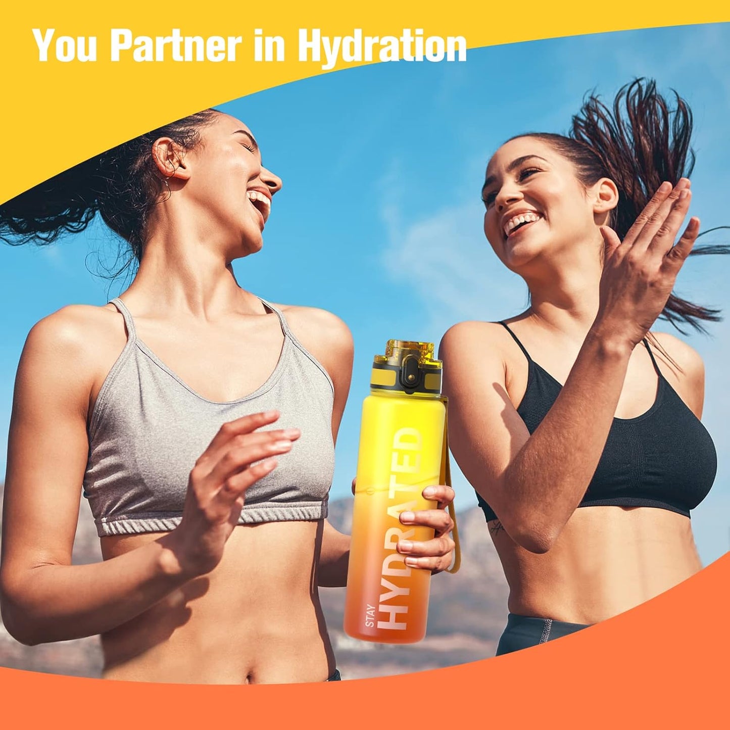 Sahara Sailor Water Bottle - Durable, Leakproof Tritan Design with Motivational Time Marker | 32/25/17oz Options