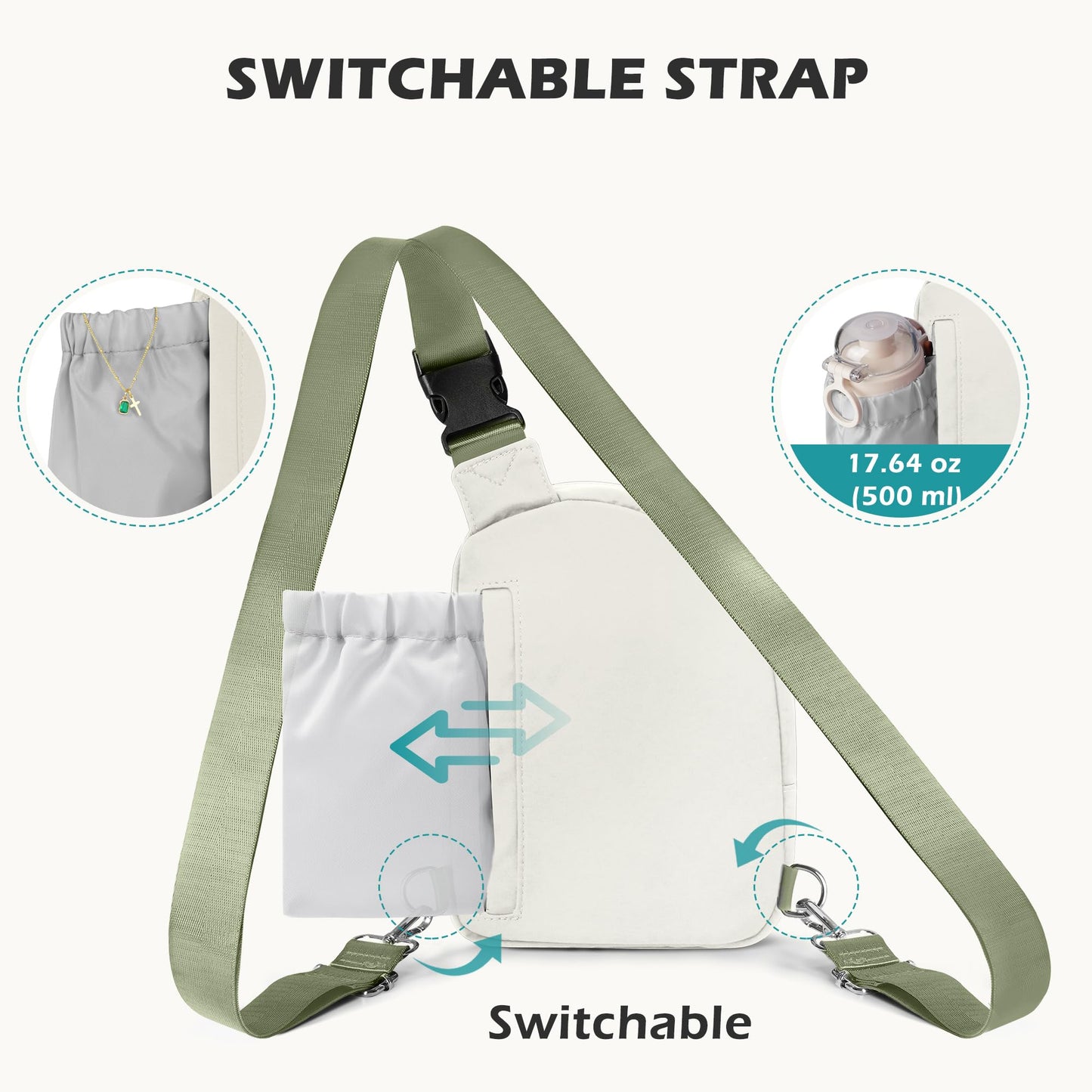 TOPEAST Anti-Theft Crossbody Bag for Women Men, Small Cross Body Bags Shoulder Bag for Travel Work, Slim Sling Bag with RFID Blocking for Gift, Beige Green
