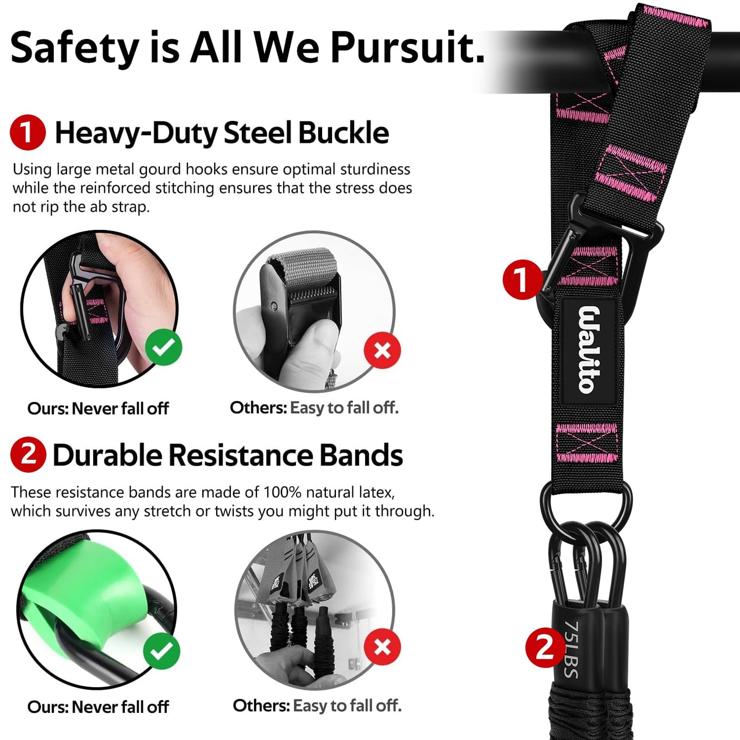Pull Up Assistance Bands Set, Heavy Duty Adjustable Pull Up Assist Band with Feet Rest, Strength Training Bands for Home Gym Fitness, Pull-Up Bar, Calisthenics and Body Stretching