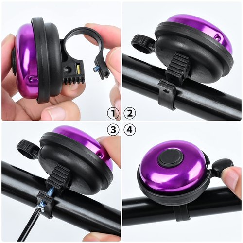 Xthuge Classic Bike Bell, Aluminum Bicycle Bell, Loud Crisp Clear Sound Bicycle Bike Bell for Adults Kids(Purple-Right Hand Use)