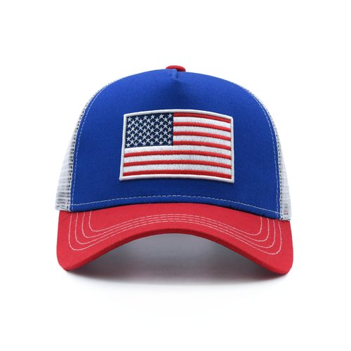 Wodeal American Flag Trucker Hat, Adjustable Snapback Mesh USA Flag Baseball Caps, 4th of July for Men Women Red