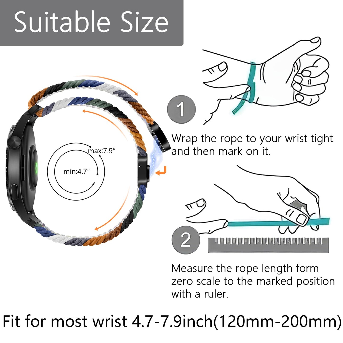 SUGARJAR 3 Pack Braided Straps Compatible with Gizmo Watch 3/2/1, Gabb Watch 3e/3/2/1, SyncUP Kids Watch, XPLORA X6/X6 Pro, Amigo 6, Cosmo JrTrack 5/4/3/2 SE/2/1, Ultra-Light Woven