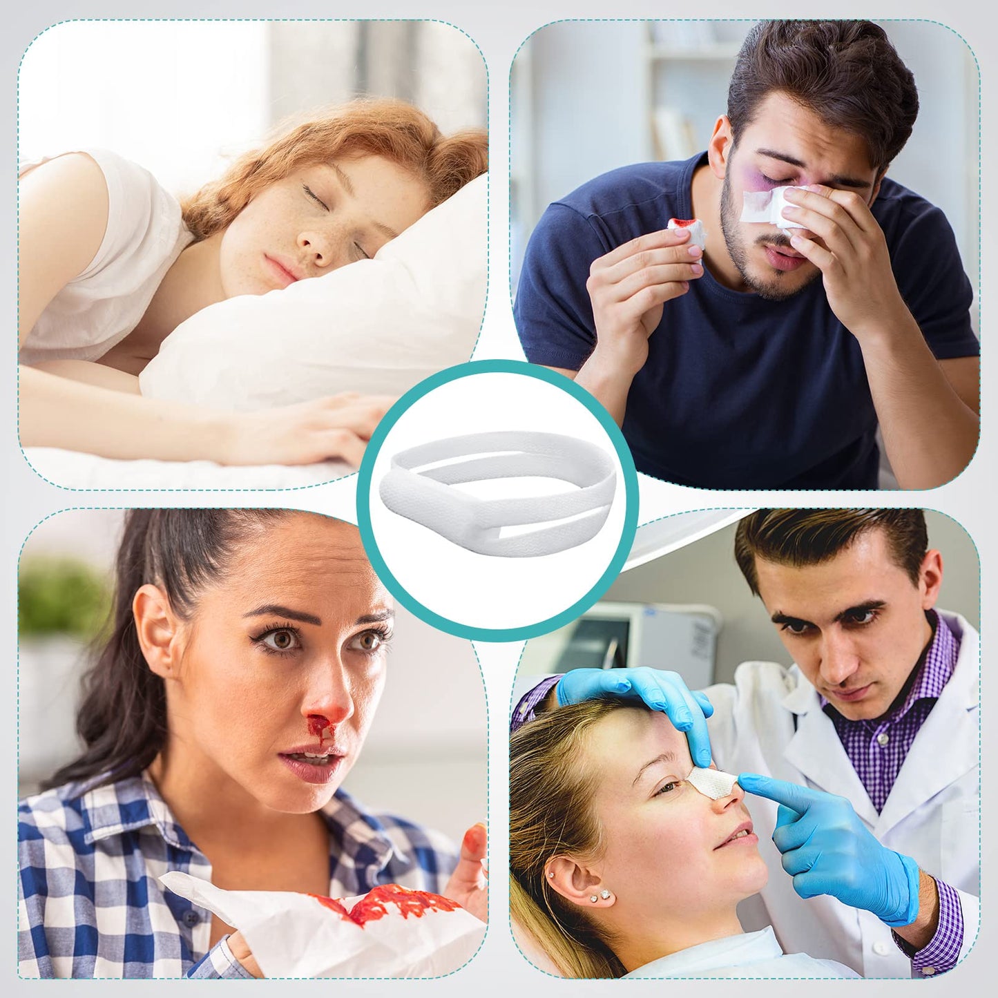 Patelai 20 Pcs Elastic Nose Bandage, External Nasal Bandage Dressing Holder with High Absorption Capacity for Nose, White