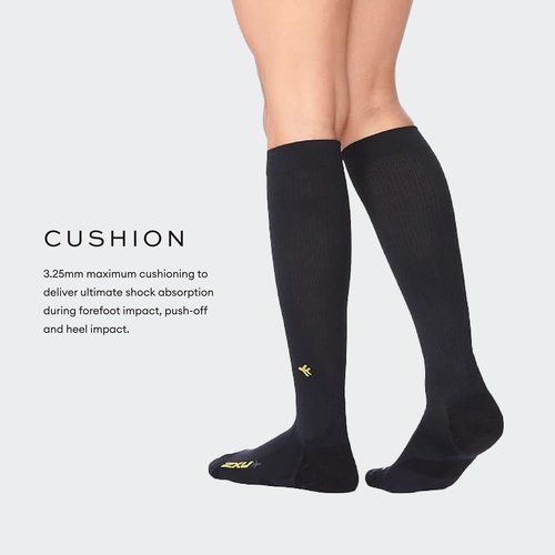 2XU Flight Compression Socks, Black/Black, Large 1