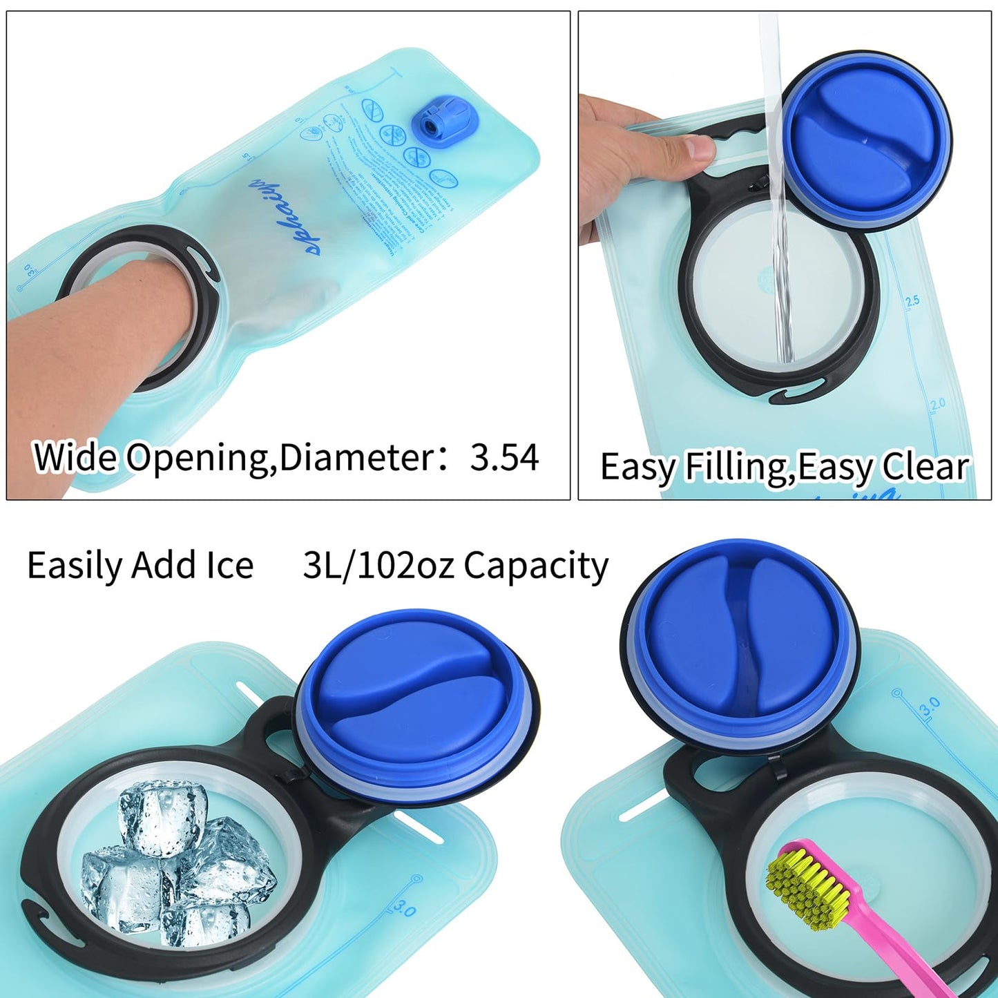 sphaiya Hydration Bladder 2L-3L Water Storage Bag Reservoir,Military Hydration Pack Replacement for Hiking Biking Climbing Cycling Running Camping Backpack 1Pack (3L-Blue)