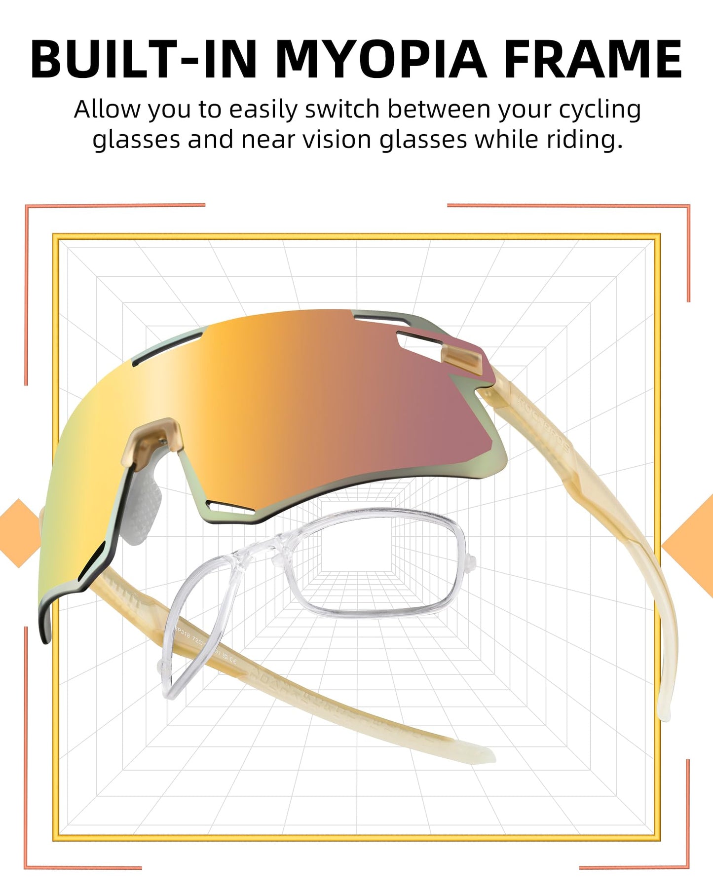 ROCKBROS Cycling Glasses For Men UV Protection Bike Glasses For Men Cycling Sunglasses Sports Glasses for Running, MTB